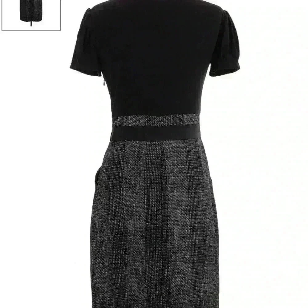 Max & Cleo Black Geometric Print Dress | Draped Neckline | Office | Size 6 - Picture 4 of 6
